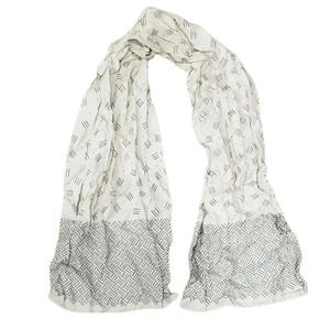 Misty Harbor Ivory Geometric Rayon Scarf